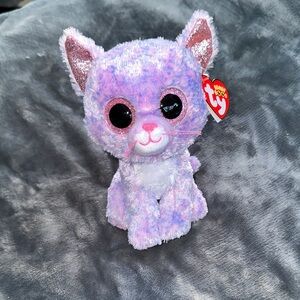 Ty Beanie Boo Cassidy pink purple blue Cat Plush 6” New